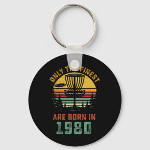 Retro 1980 40th Birthday Disc Golf Gift 40 Year Ol Key Ring