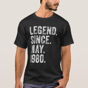 Retro 1980 Birthday May Born Legend Since 1980 T-Shirt