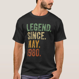 Retro 1980 Birthday May Born Legend Since 1980 T-Shirt