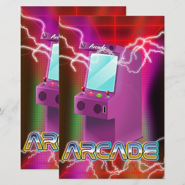 Retro 1980s arcade stationery (Front/Back)