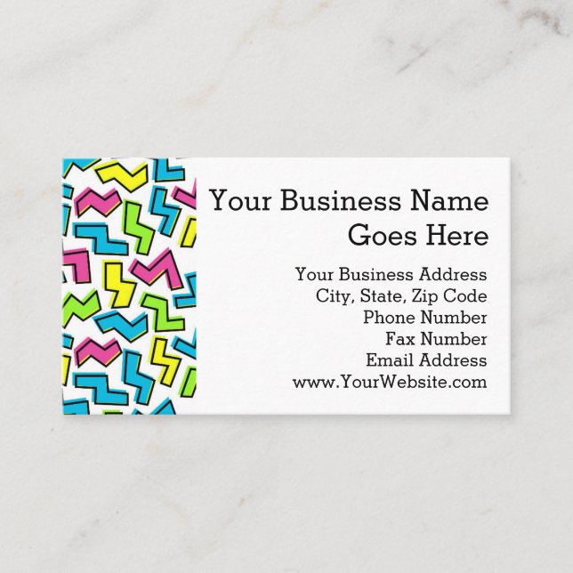 Retro 1980's Cool Cute 80s Memphis Pop Art Pattern Business Card (Front)