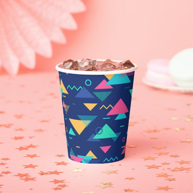 Retro 1980's Pattern Paper Cups (Insitu)