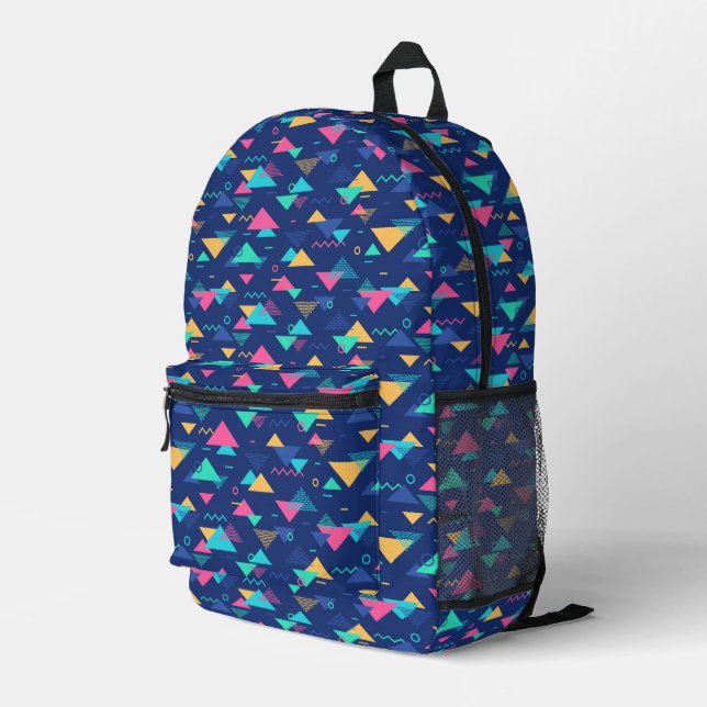 Retro 1980's Pattern Printed Backpack (Back Corner Right)