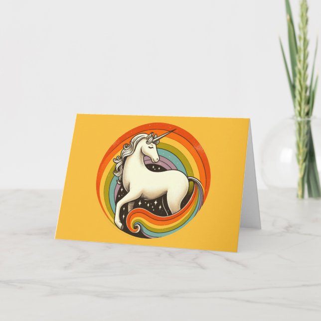 Retro 1980s Rainbow Unicorn 80s Unicorns           Card (Front)