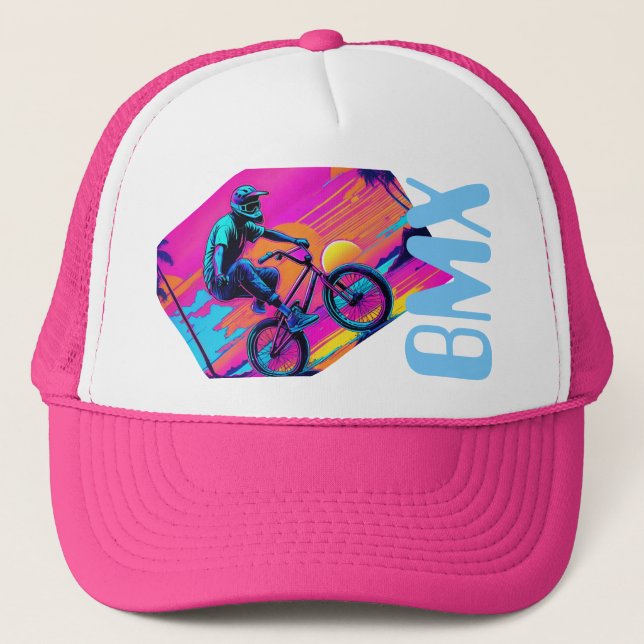 Retro 1980's style BMX freestyle trucker hat (Front)