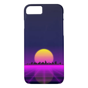 Retro 1980s synthwave glowing neon lights city iPhone 8/7 case