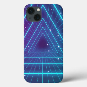 Retro 1980s synthwave glowing neon lights triangle iPhone 13 case