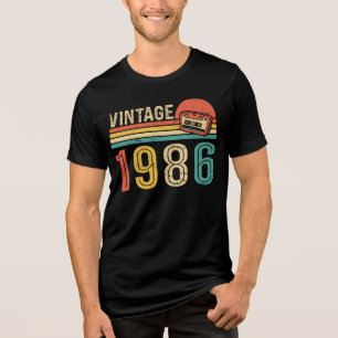 Retro 1986 Birthday Vintage Cassette Tape 40th   Tri-Blend Shirt