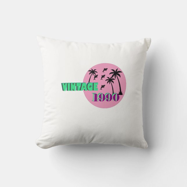 Retro 1990 Birthday Gift Cushion (Front)