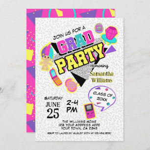 Retro 1990s Graduation Party Invitation
