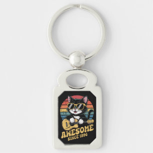 Retro 1996 Birthday Cat Lover Ukulele 30th Bday Key Ring