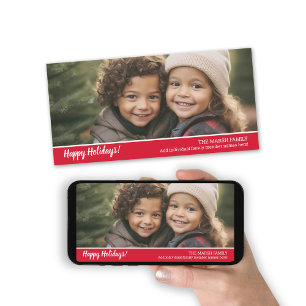 Retro 1 photo with White Script Christmas Greeting Holiday Card