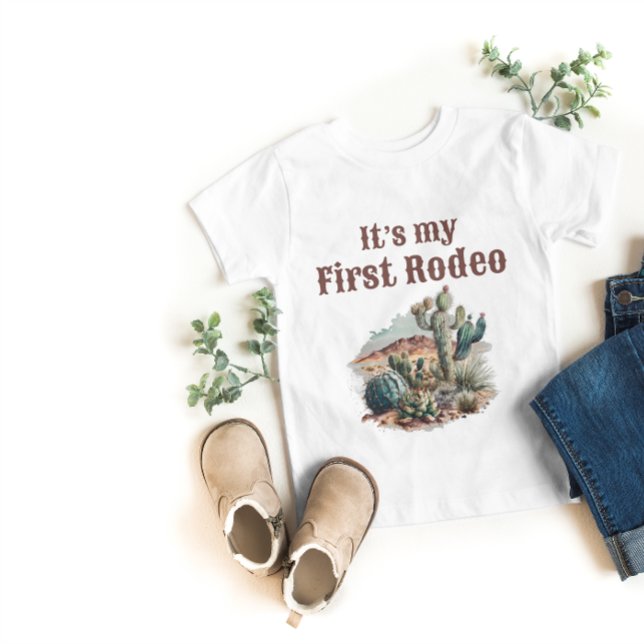 Retro 1st First Rodeo Western Cactus Birthday Baby T-Shirt (Creator Uploaded)