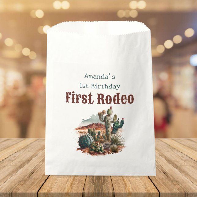 Retro 1st First Rodeo Western Cactus Birthday Favour Bag (Creator Uploaded)