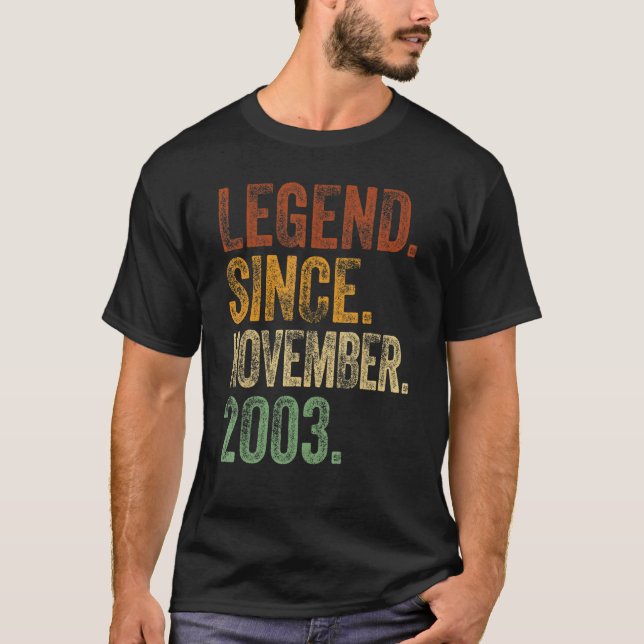 Retro 2003 Birthday  November Born Legend Since 20 T-Shirt (Front)