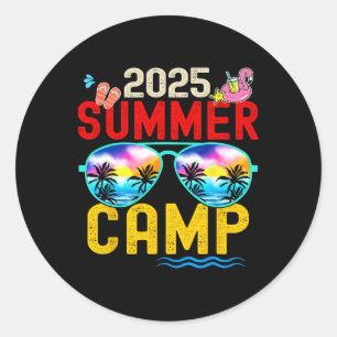 Retro 2025 Summer Camp Vacation Camper Matching Fa Classic Round Sticker
