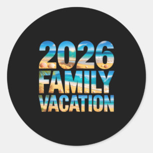 Retro 2026 family vacation cousin kids trip classic round sticker