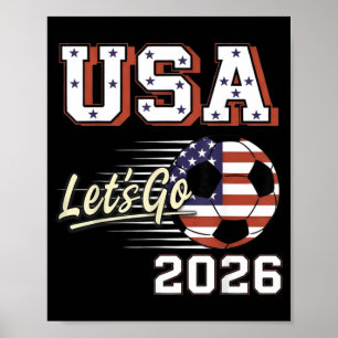 Retro 2026 Soccer World Usa Flag Burst Fan Poster