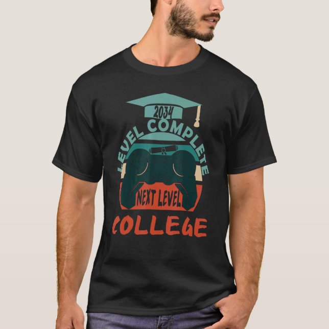 Retro 2034 Level Complete Next Level College T-Shirt (Front)