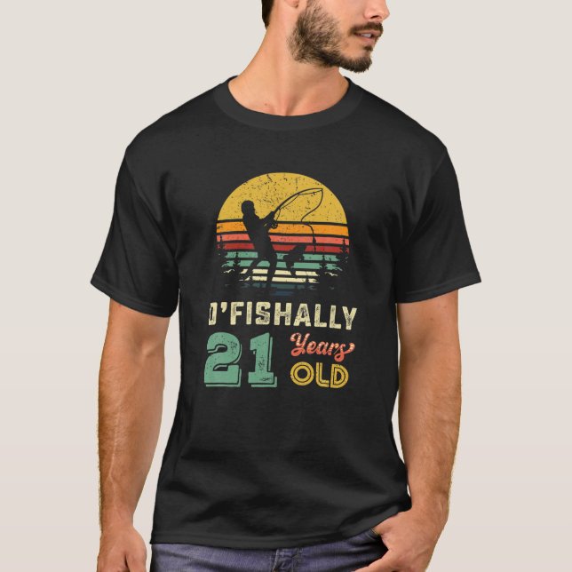 Retro 21St Birthday Fishing Turning 21 Fisherman C T-Shirt (Front)