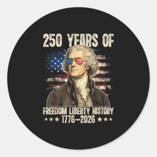 Retro 250 usa years 1776 2026 thomas jefferson 4th classic round sticker