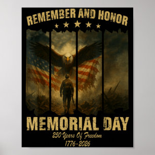 Retro 250 Years Aamerica Anniversary Remember Day Poster