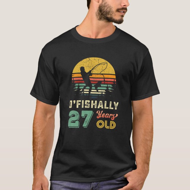 Retro 27Th Birthday Fishing Turning 27 Fisherman C T-Shirt (Front)