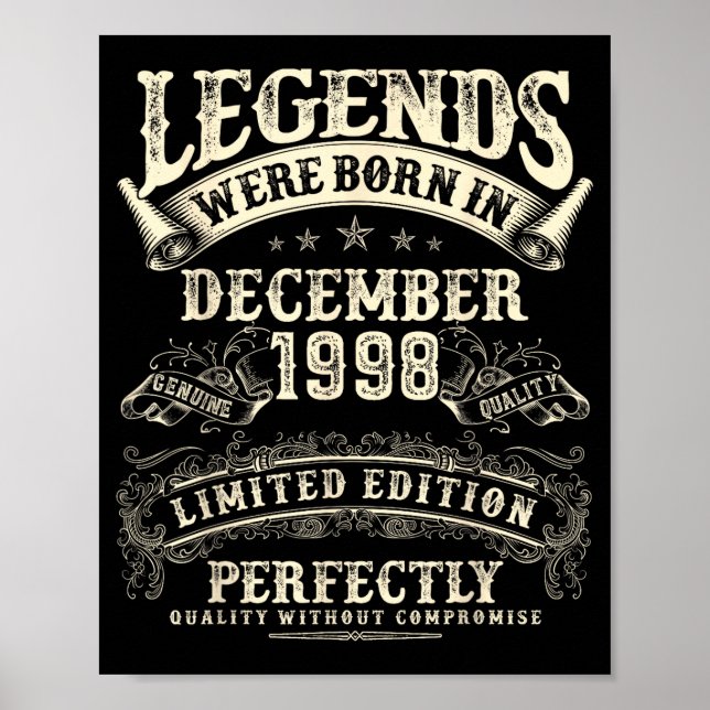 Retro 27th Birthday For Men 27 Year Old December 1 Poster (Front)