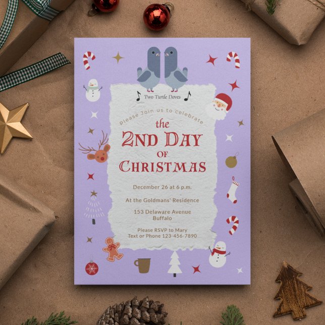 Retro 2nd Day of Christmas Belated Christmas Party Invitation (Creator Uploaded)