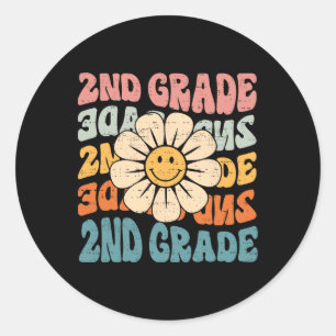 Retro 2nd Grade Back To School Second Grade 1st Da Classic Round Sticker