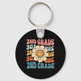 Retro 2nd Grade Back To School Second Grade 1st Da Key Ring