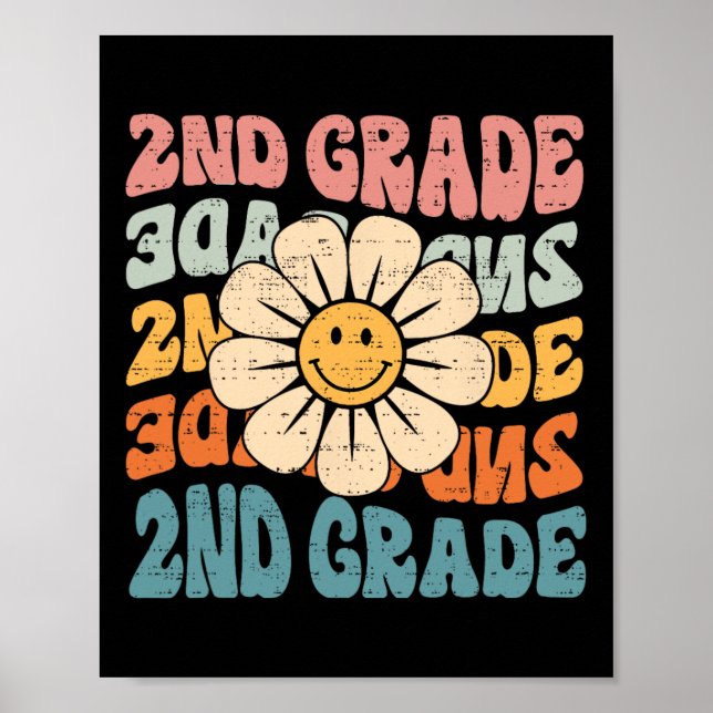 Retro 2nd Grade Back To School Second Grade 1st Da Poster (Front)