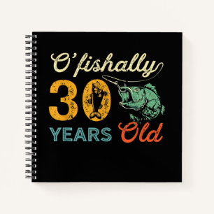 Retro 30th Birthday Fishing Gift Turning 30 Bass Notebook