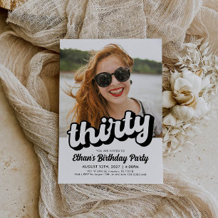 Retro 30th Birthday Invitation Thirty Birthday