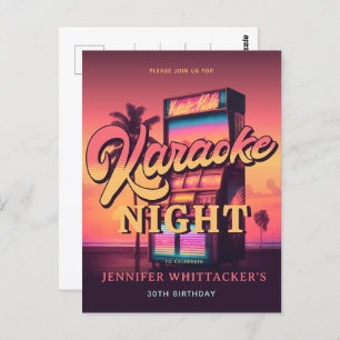 Retro 30th Birthday Karaoke Party Invitation Postcard