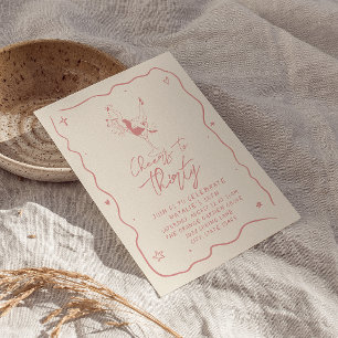 Retro 30th Cheers To Thirty Pink Birthday Party Invitation