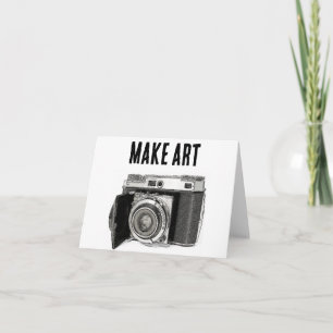 Retro 35mm Film Camera Photographer Art Drawing Card