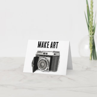 Retro 35mm Film Camera Photographer Art Drawing Card