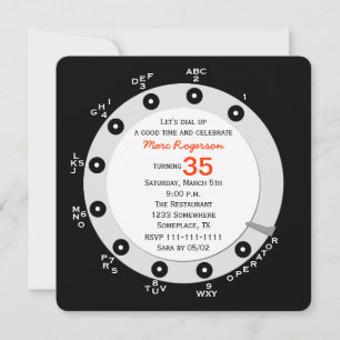 Retro 35th Birthday Party Invitation Rotary Dial