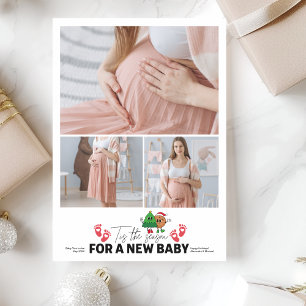 Retro 3 Photo  Tis The Season Pregnancy Announceme Holiday Card