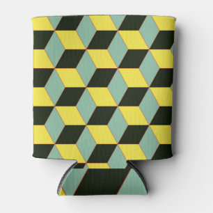 Retro 3D Geometric Cube Design Can Cooler