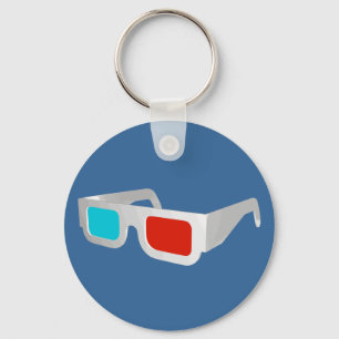 Retro 3D Glasses Graphic Key Ring