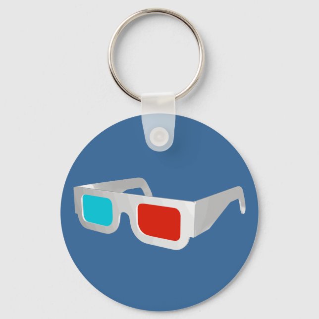 Retro 3D Glasses Graphic Key Ring (Front)