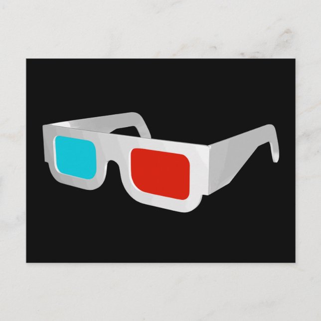 Retro 3D Glasses Graphic Postcard (Front)