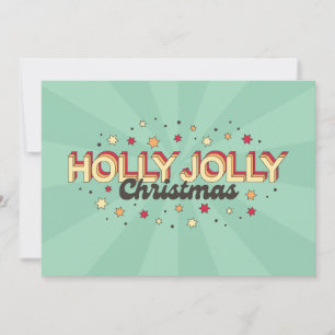 Retro 3d holly jolly christmas txt design invitation