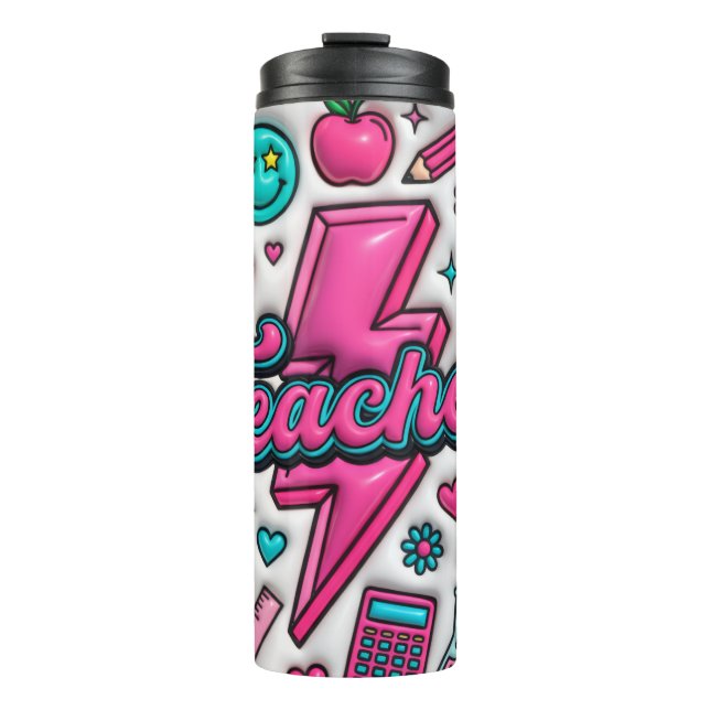 Retro 3D Puffy Teacher 16oz Thermal Cup (Front)