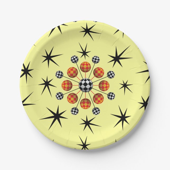 Retro 3D Starburst Paper Plate (Front)