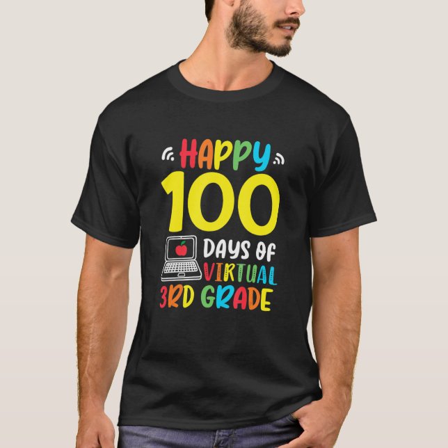 Retro 3rd Grade 100 Days Of School Virtual Home 10 T-Shirt (Front)