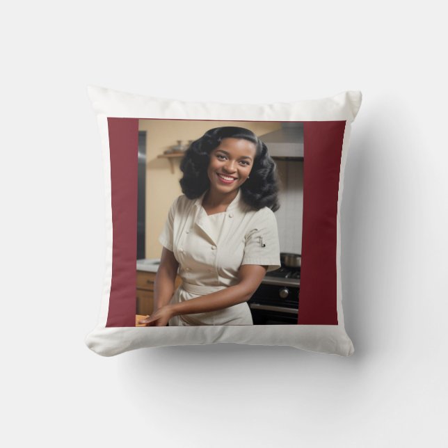 Retro 40s-Inspired Throw Pillow  (Front)