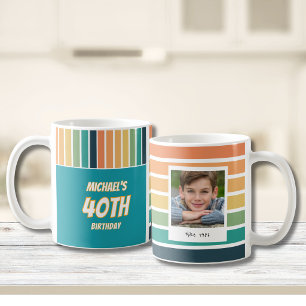 Retro 40th Birthday For Him Photo Coffee Mug